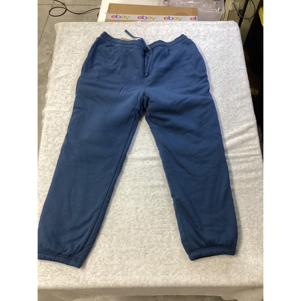 Eddie Bauer Mens XL‎ Faux Shearling Lined Jogger Blue Sweatpants EB010625 NEW